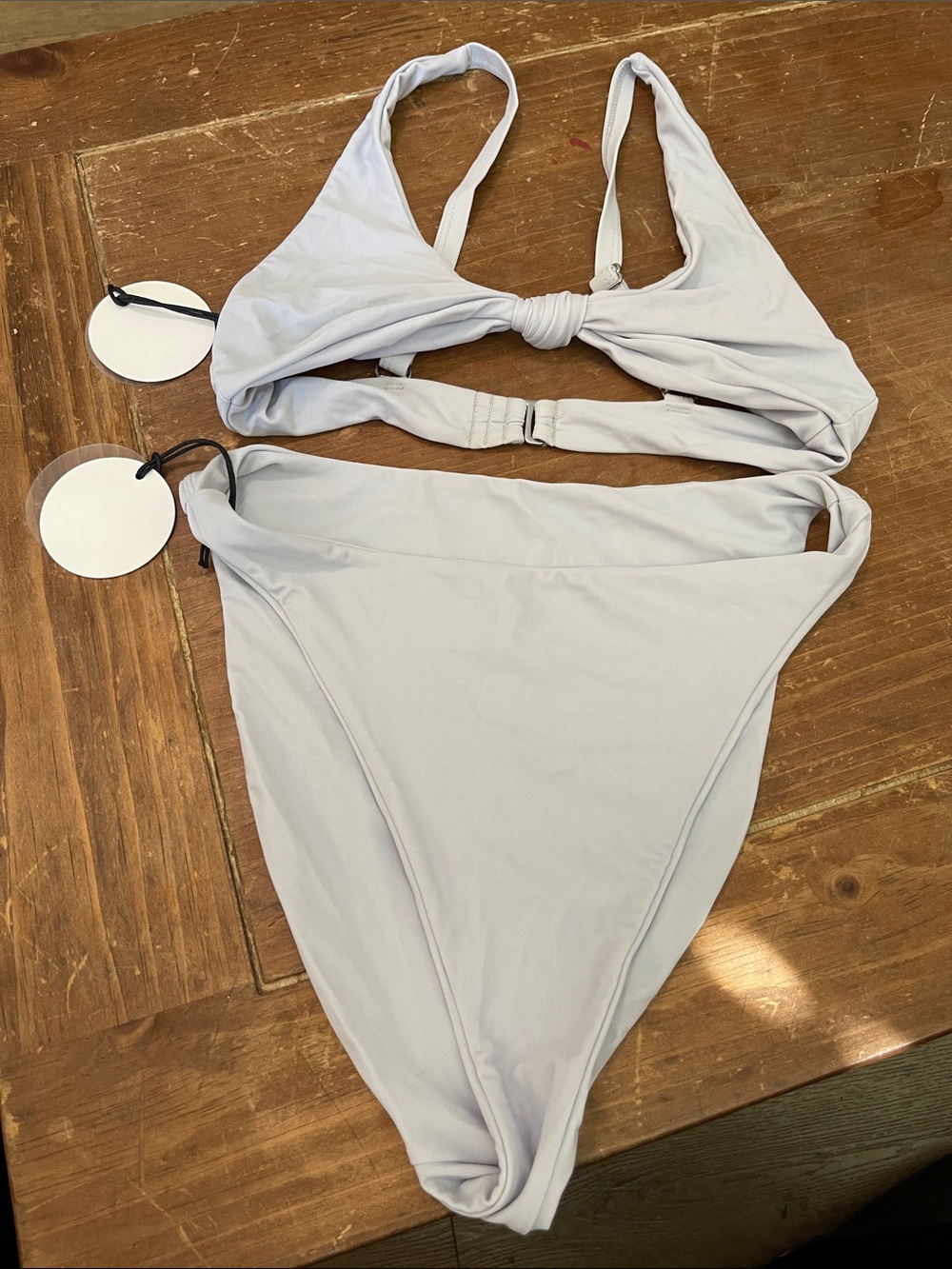 Light Gray Knot-Front Bikini Set - Women Swim Bikini